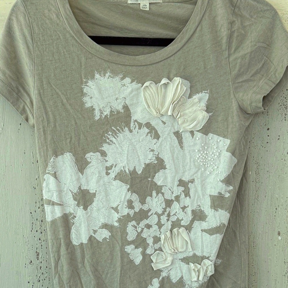 J Crew Cotton Floral Print and Appliqué Women's Top